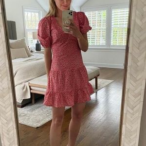 French Connection Red Puff Sleeve Dress